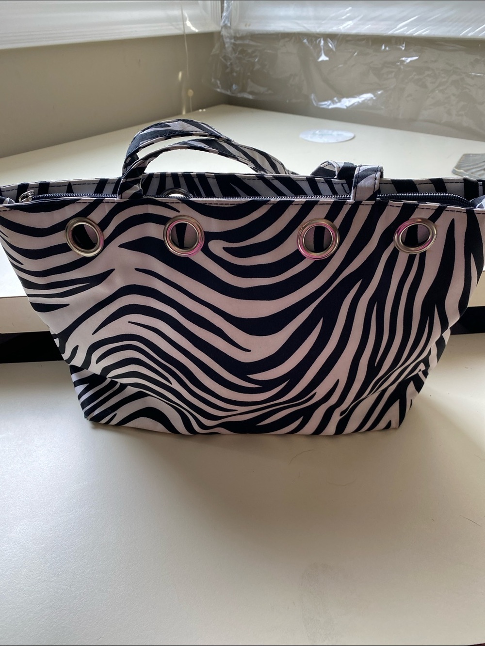 Zebra-Print Tote Bag - Black & White